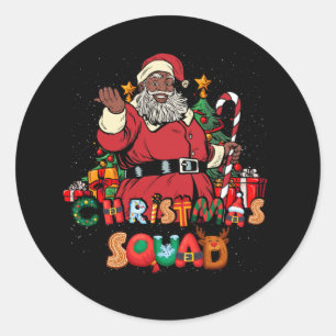 Santa Christmas Squad Black Men African American M Runder Aufkleber