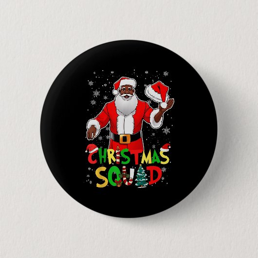 Santa Christmas Squad Black Men African American P Button (Vorderseite)