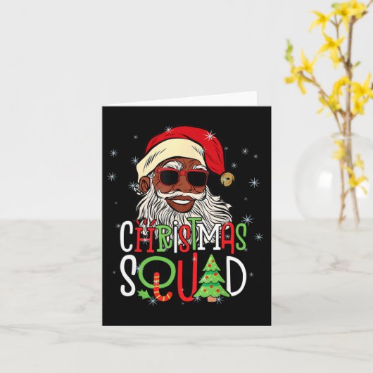 Santa Christmas Squad Black Men African American P Karte (Gelbe Blume)