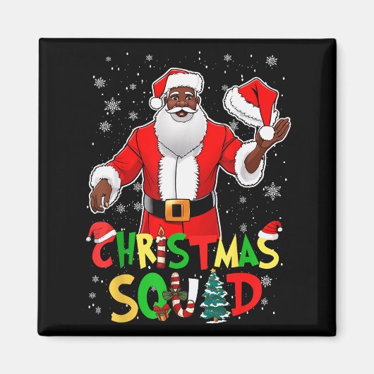 Santa Christmas Squad Black Men African American P Magnet (Vorne)