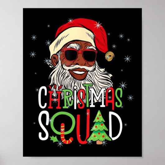 Santa Christmas Squad Black Men African American P Poster (Vorne)