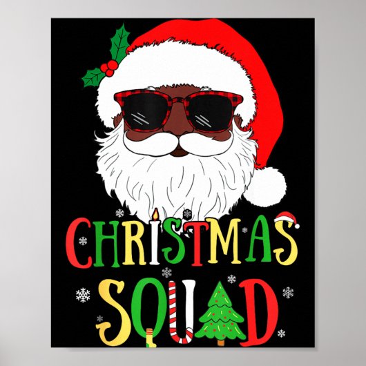 Santa Christmas Squad Black Men African American P Poster (Vorne)