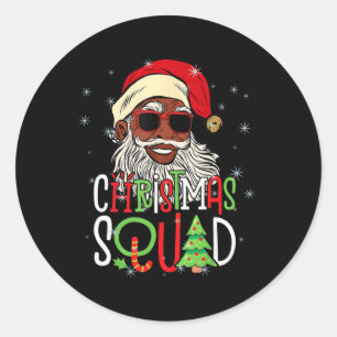 Santa Christmas Squad Black Men African American P Runder Aufkleber