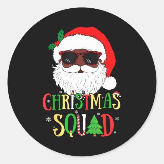 Santa Christmas Squad Black Men African American P Runder Aufkleber (Vorderseite)