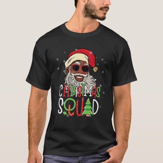 Santa Christmas Squad Santa Afro Afrikanischer Ame T-Shirt (Vorderseite)