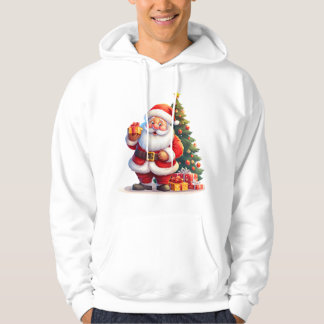 Santa,Christmas Tree And Gift Hoodie