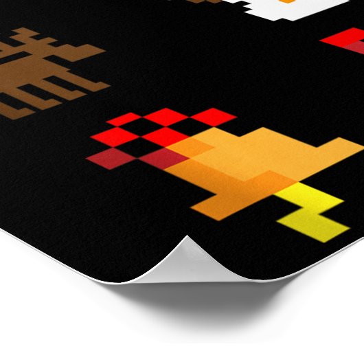 Santa Christmas Tree Deer Snowman Bell Gift Xmas X Poster (Ecke)