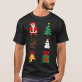 Santa Christmas Tree Deer Snowman Bell Gift Xmas X T-Shirt (Vorderseite)