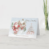 Santa Christmas Tree Greeting Card Karte (Vorderseite)