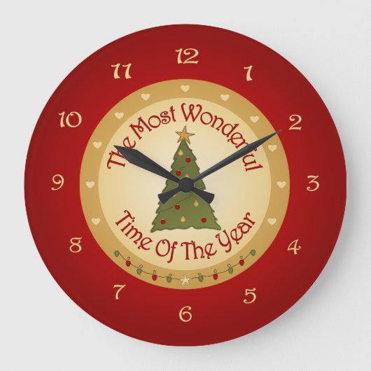 Santa Christmas Tree Große Wanduhr (Vorderseite)