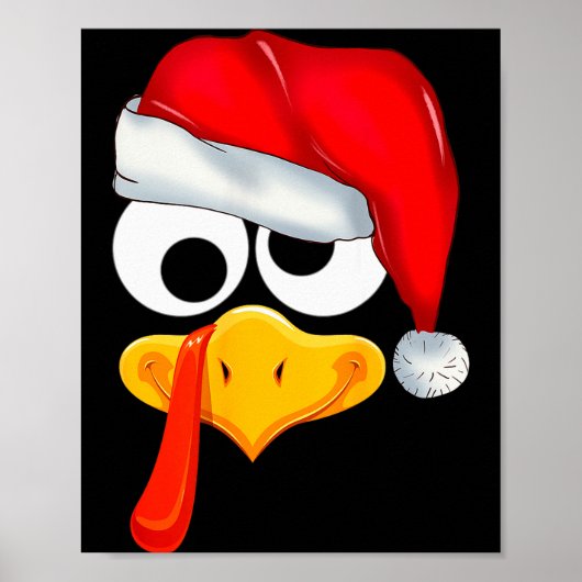 Santa Christmas Turkey Face Funny Family Matching Poster (Vorne)