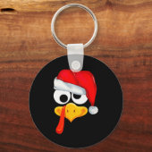 Santa Christmas Turkey Face Funny Family Matching  Schlüsselanhänger (Vorderseite)