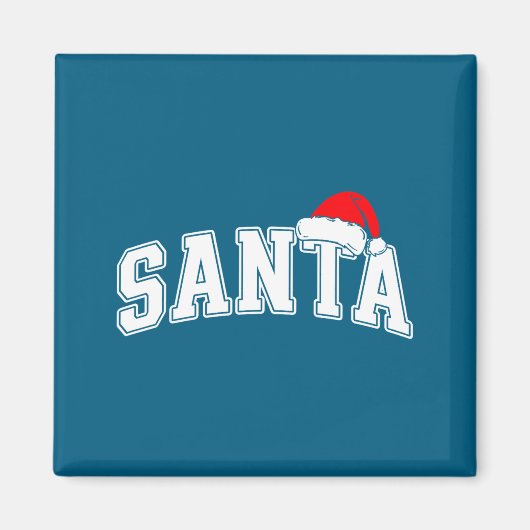 Santa Christmas Varsity Text With Hat Family Xmas  Magnet (Vorne)