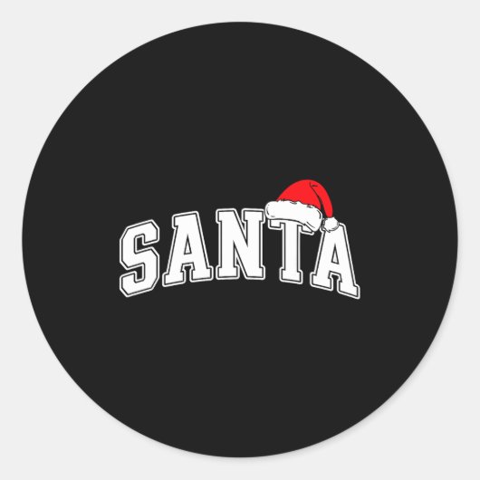 Santa Christmas Varsity Text With Hat Family Xmas  Runder Aufkleber (Vorderseite)