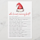 Santa Christmas Who Knows Mommy Baby Shower Game Briefpapier (Vorderseite)