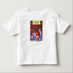 Santa Christmas Wish Kleinkind T-shirt<br><div class="desc">Weihnachts-Weihnachtskunst auf T - Shirt und Geschenken zeigt unser originelles Kunstwerk der glühenden alten Elfe, St. Nicholas auf dem Boden, mit einem braunen Welpenhund auf seinem großen runden Bauch, der versucht, den Polka-Dot umhüllten Hündchen in der Hand des Weihnachtsmanns zu bekommen, seinen Weihnachtswunsch. Dekorieren Sie Ihre Zuhause oder die Mailboxen...</div>