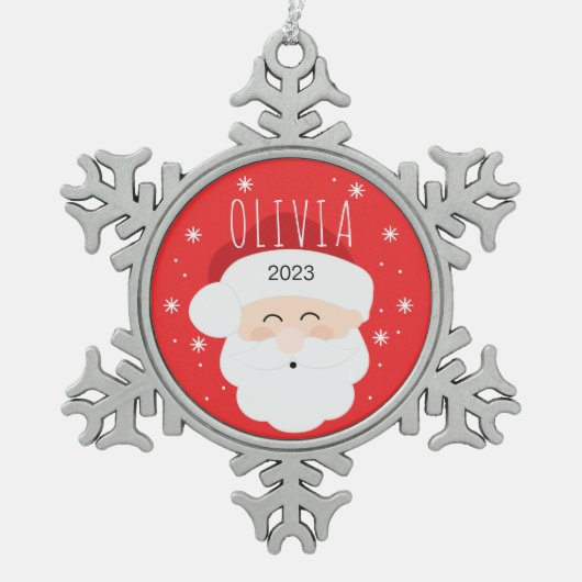Santa Circle Snowflake Ornament (Vorderseite)