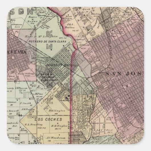 Santa Clara Co 5 Quadratischer Aufkleber (Vorderseite)