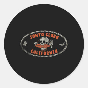 Santa Clara Kalifornien Ca Retro Surfer Vorne Und  Runder Aufkleber