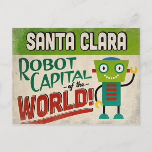 Santa Clara Kalifornien Roboter - Lustige Vintage Postkarte