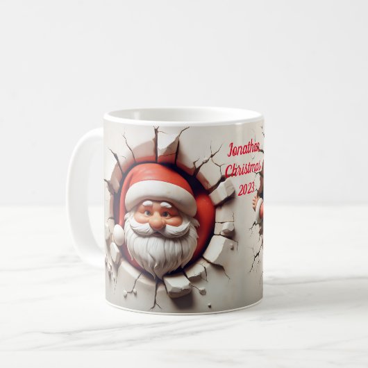 Santa Claus 3D Breakout Kaffeetasse (Vorderseite Links)