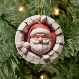 Santa Claus 3D-Effekt NICHT echtes 3D Keramik Ornament