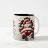 Santa Claus 3D Zurück- und Vorderansicht Zweifarbige Tasse (VorderseiteRechts)