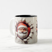 Santa Claus 3D Zurück- und Vorderansicht Zweifarbige Tasse (Vorderseite Links)
