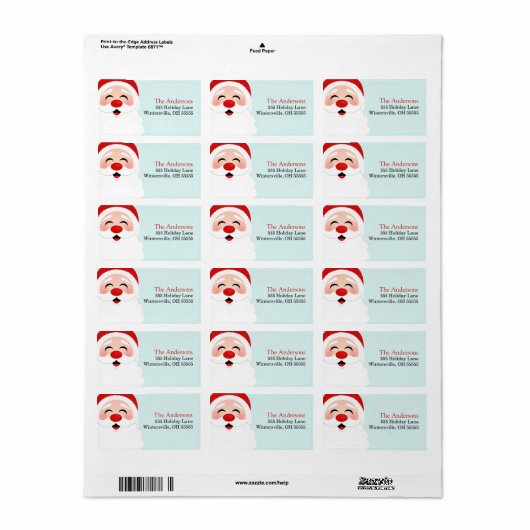 Santa Claus Address Labels Adressaufkleber (Vorne)