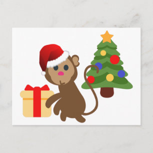 Santa Claus Affe Emoji Feiertagspostkarte