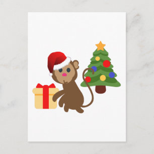 Santa Claus Affe Emoji Feiertagspostkarte