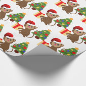 Santa Claus Affe Emoji Geschenkpapier (Ecke)