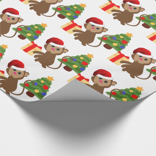 Santa Claus Affe Emoji Geschenkpapier (Ecke)