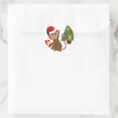 Santa Claus Affe Emoji Runder Aufkleber (Tasche)