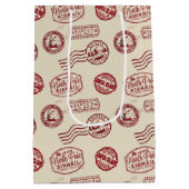 Santa Claus Airmail Holiday Mittlere Geschenktüte (Rückseite)