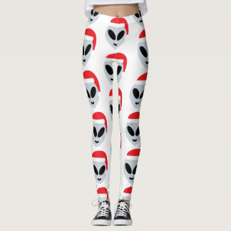 santa claus Alien emoji Leggings