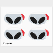 santa claus Alien emoji Ovaler Aufkleber (Blatt)