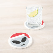 santa claus Alien emoji Sandstein Untersetzer (Seite)