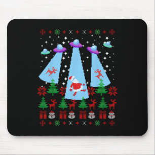 Santa Claus Alien Invasion Xmas Space Ufo Ugly Chr Mousepad