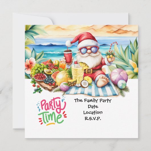 SANTA CLAUS am Hawaii Beach zu Weihnachten Einladung (Vorderseite)