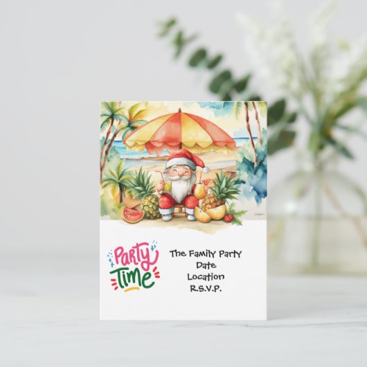 SANTA CLAUS am Hawaii Beach zu Weihnachten Postkarte (Stehend Vorderseite)