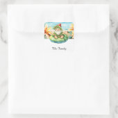 SANTA CLAUS am Hawaii Beach zu Weihnachten Quadratischer Aufkleber (Tasche)