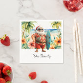 SANTA CLAUS am Hawaii Beach zu Weihnachten Serviette (Beispiel)