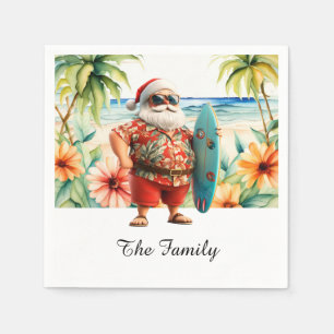 SANTA CLAUS am Hawaii Beach zu Weihnachten Serviette