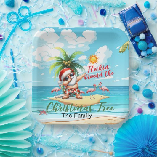 SANTA Claus am Strand Weihnachten im Juli Party Pappteller (Party)