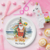 SANTA Claus am Strand Weihnachten im Juli Party Pappteller (Party)