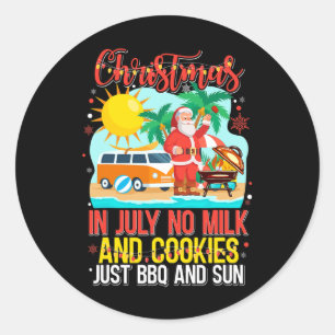 Santa Claus am Strand - Weihnachten im Juli Runder Aufkleber