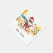 SANTA CLAUS am Strand zu Weihnachten im Juli Serviette (Ecke)