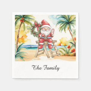 SANTA CLAUS am Strand zu Weihnachten im Juli Serviette
