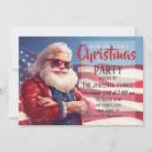 Santa Claus American Flag Einladung (Vorderseite)